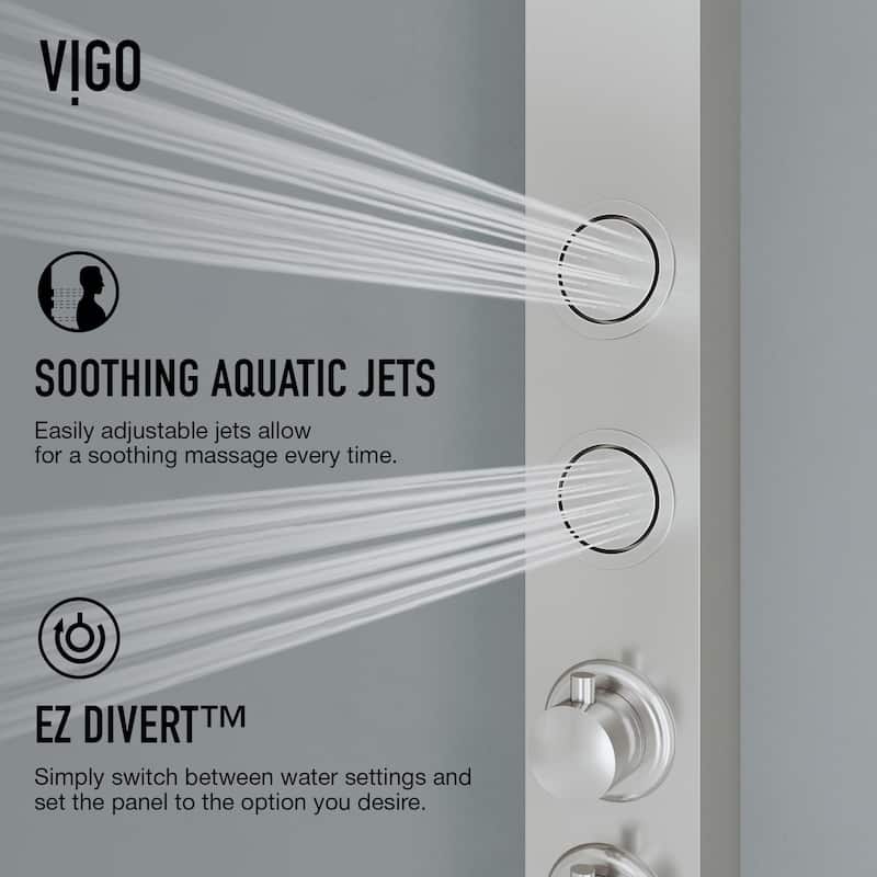 VIGO Sutton 58" H x 4" W 4-Jet Shower Panel with Round Shower Head