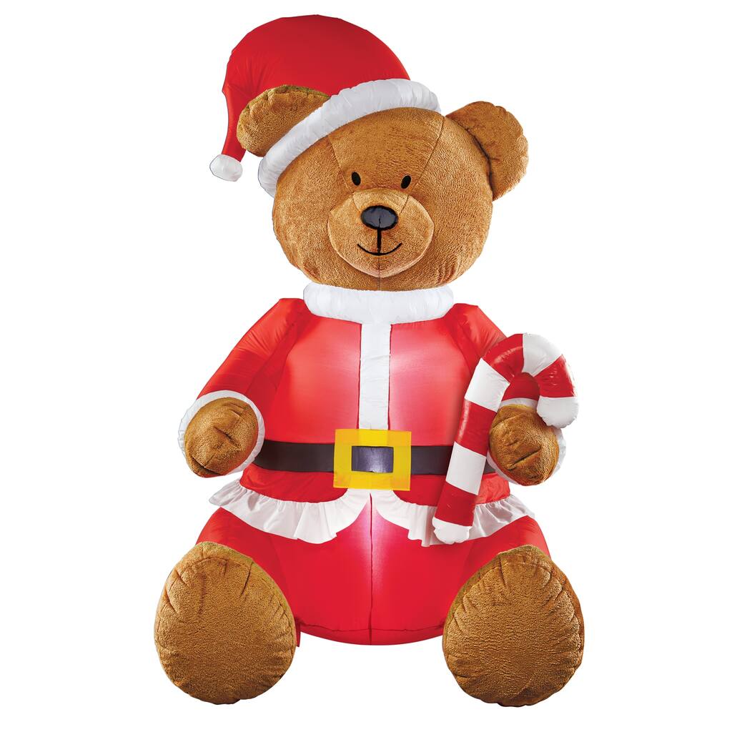 6-Foot Plush Santa Teddy Bear Inflatable Decoration - 44 x 71 x 44