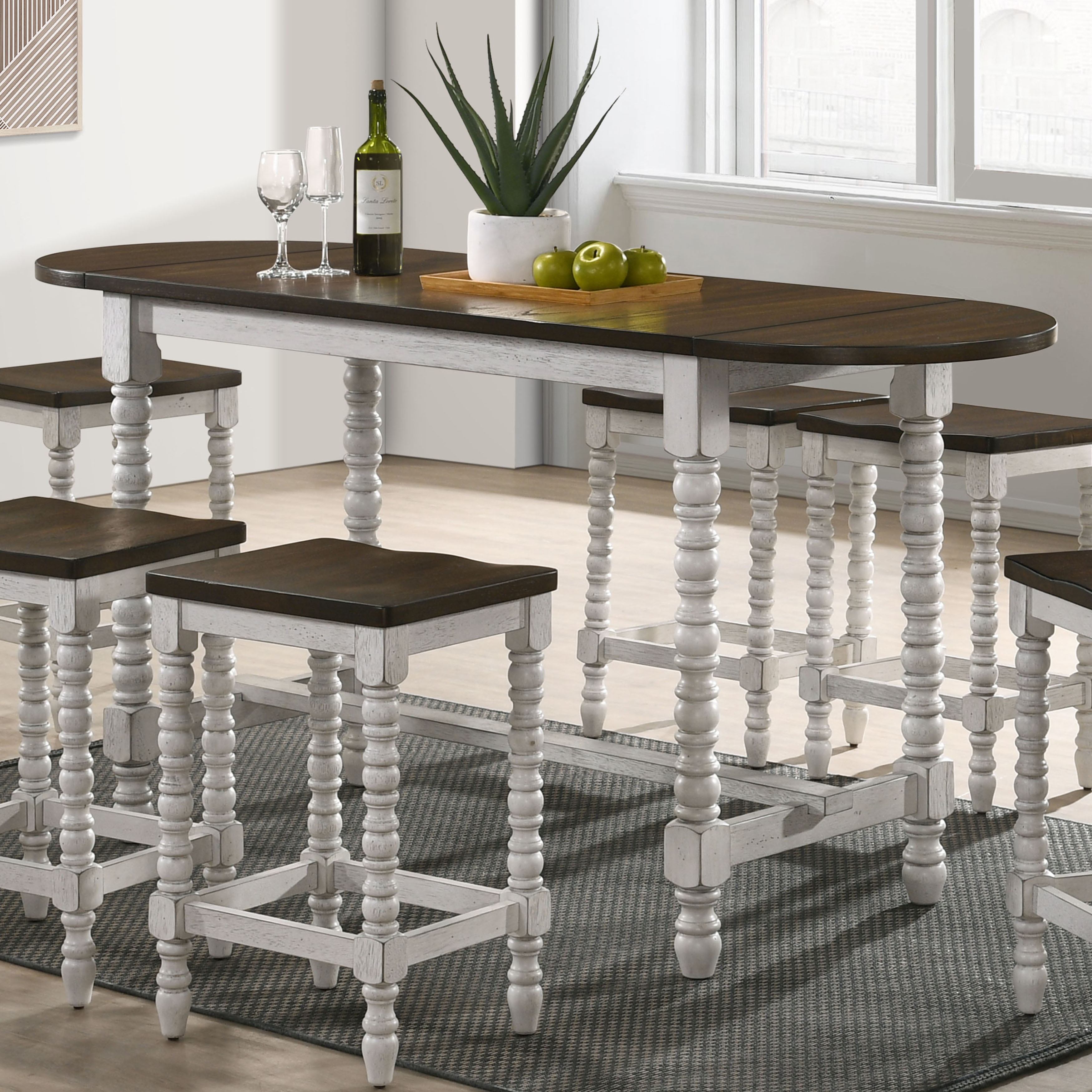 Vexl Walnut 71-inch Counter Height Table w/ Drop Leaf by Furniture of  America