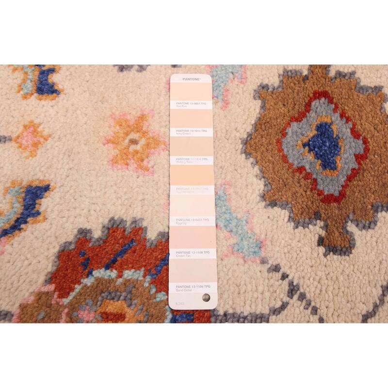 ECARPETGALLERY Hand-knotted Modern Oushak Cream Wool Rug - 2'6 x 11'7
