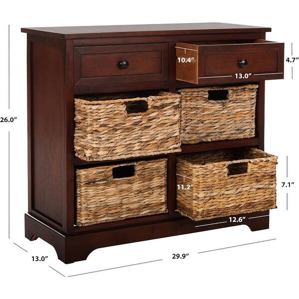 Vintage Grey Storage Unit with Wicker Baskets, Solid Pine Wood ...