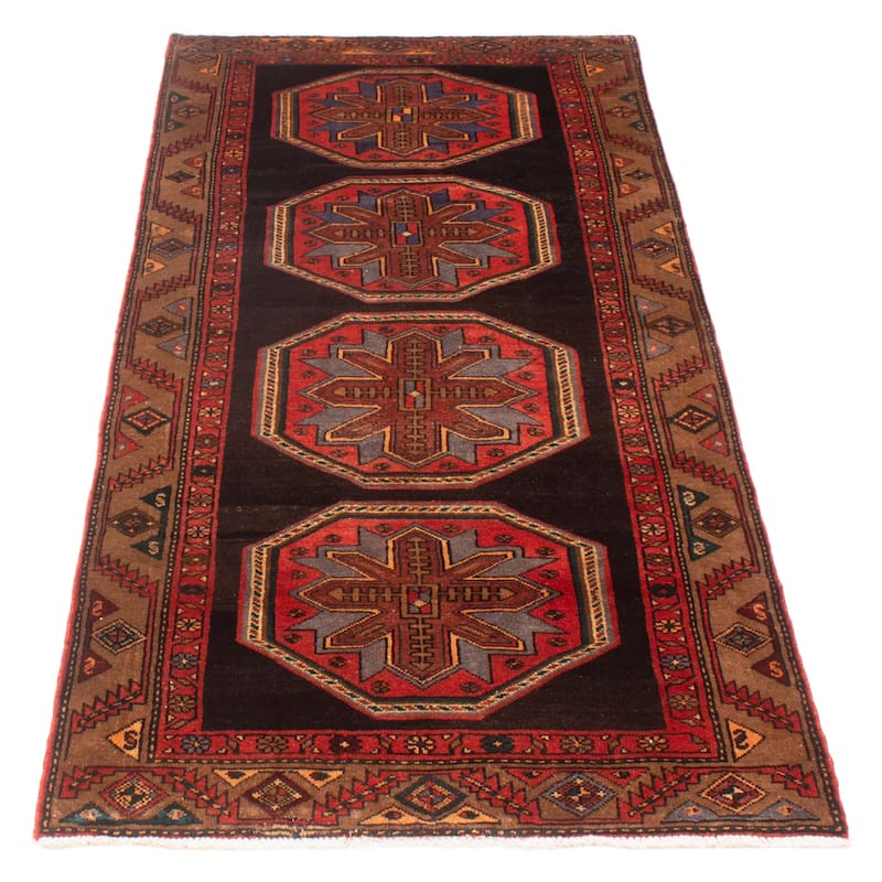 ECARPETGALLERY Hand-knotted Konya Anatolian Black, Red Wool Rug - 4'3 x 9'9