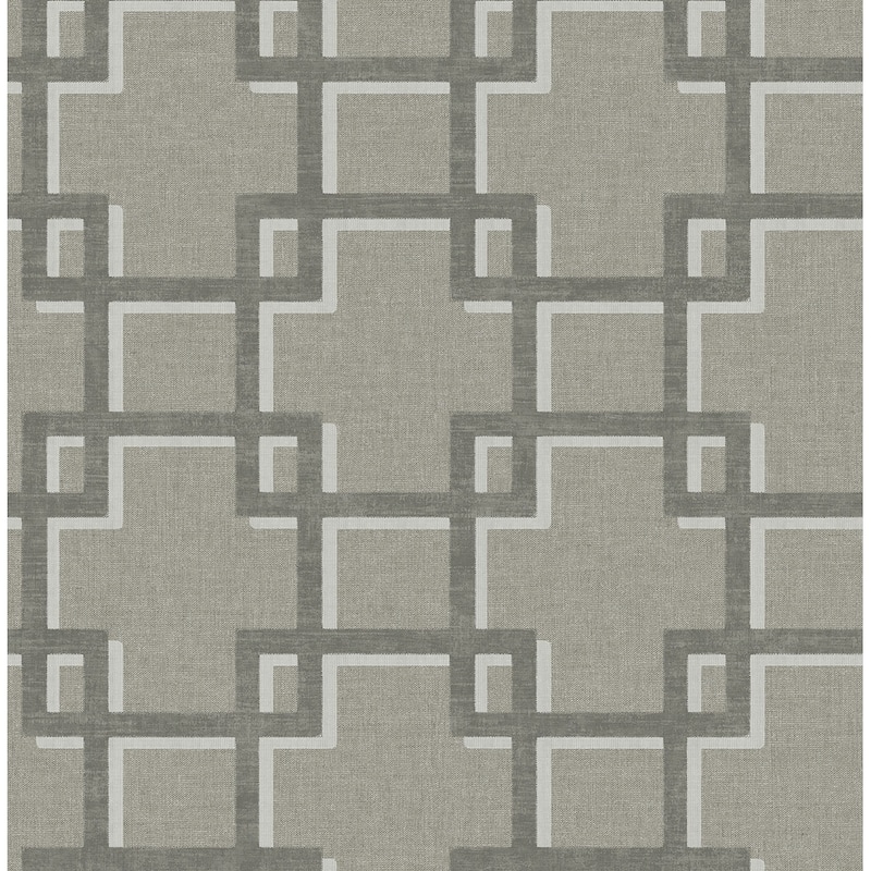 Seabrook Designs Tayler Interlocking Squares Unpasted Wallpaper - 20.5 in. W x 33 ft. L - Metallic Graphite