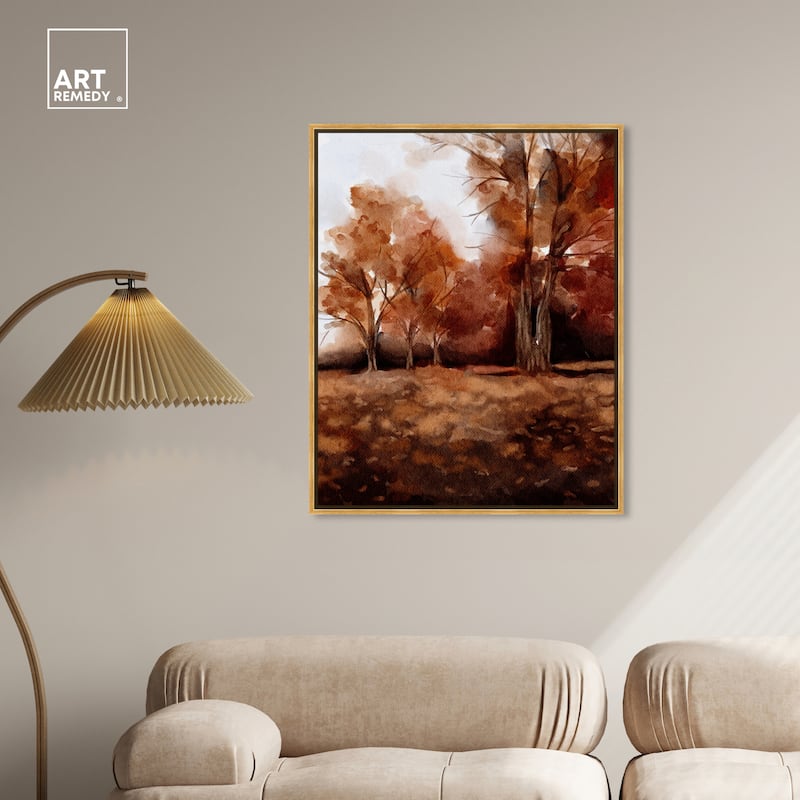 Art Remedy November Landscape Framed Landscape 1 Piece Canvas Wall Art Watercolor Style