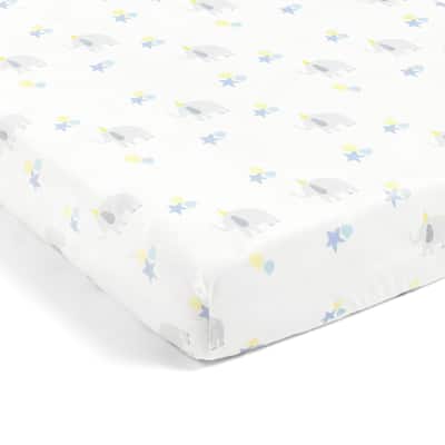 Lush Decor Baby Elephant Balloon Soft & Plush Fitted Crib Sheet - 52"x 28" x 9"