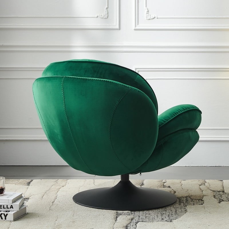 Velvet Swivel Leisure Chair Lounge Chair with Ottoman
