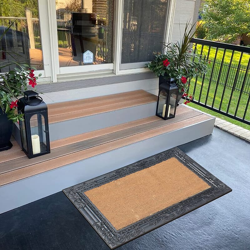 A1HC Natural Coir and Rubber Door Mat, Thick Durable Doormats for Indoor/Outdoor Entrance, Front Door Entry Doormat