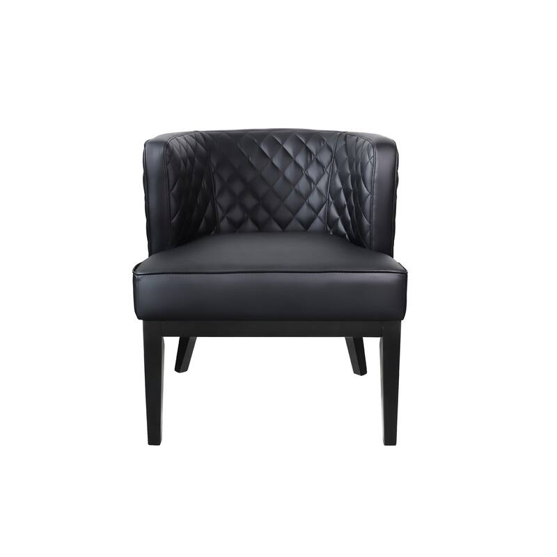 Yoma Guest Chair, Black Quilted Vinyl, Rounded Backrest