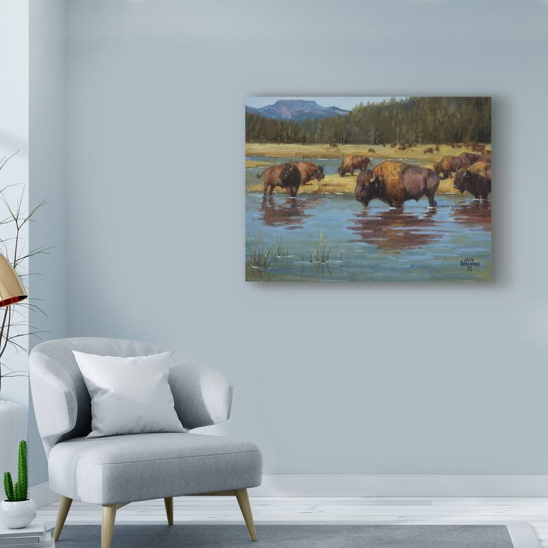 Jack Sorenson 'Buffalo Crossing' Canvas Art