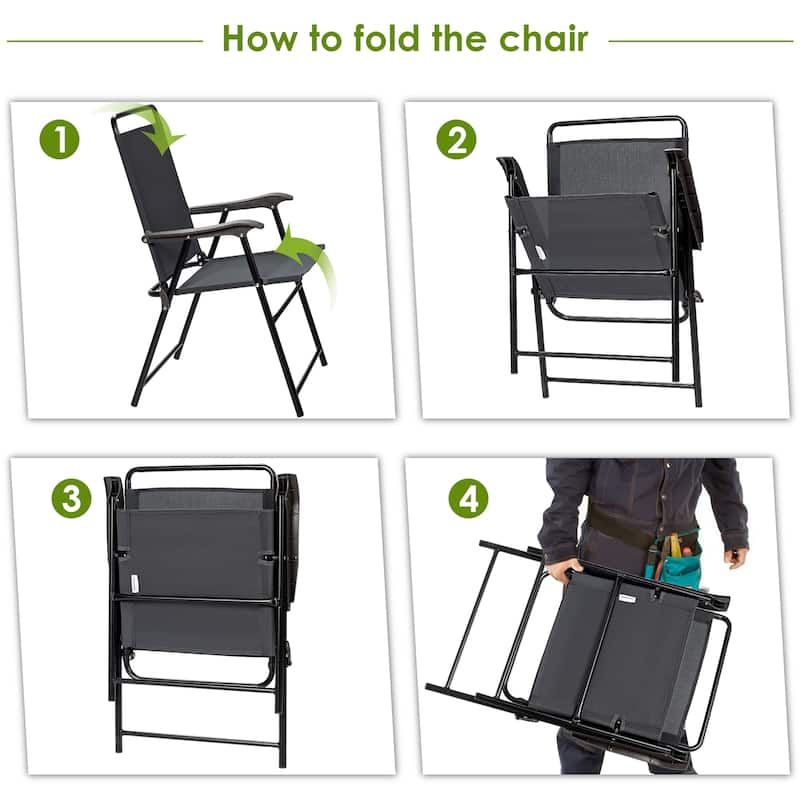 Costway 4PCS Outdoor Patio Folding Chair Armrest Portable Camping Lawn