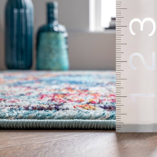 dimension image slide 0 of 3, Brooklyn Rug Co Boho Traditional Distressed Medallion Area Rug