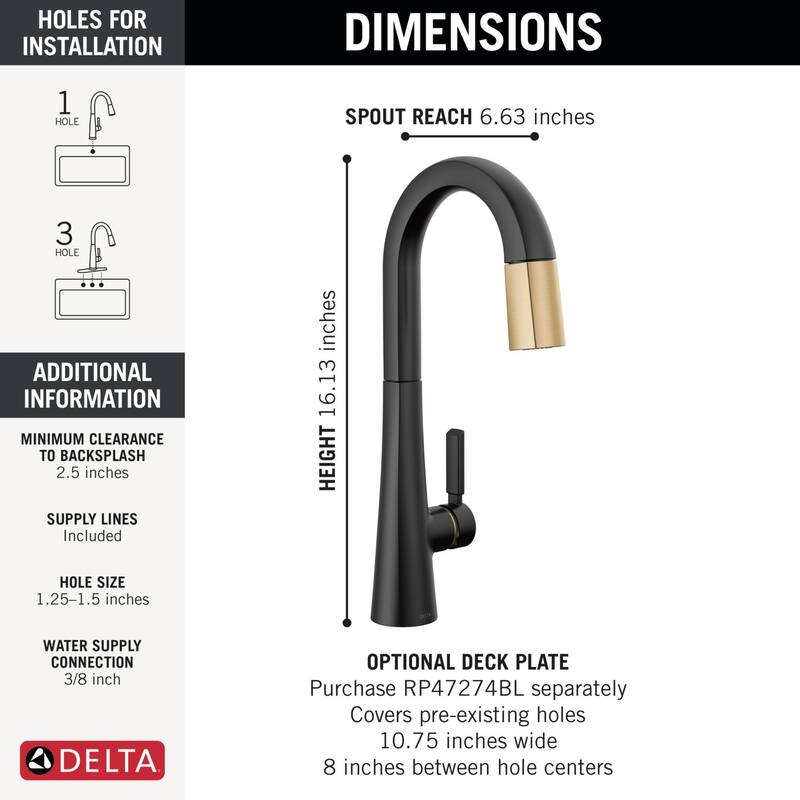 Delta 9991-PR-DST Monrovia 1.8 GPM Single Hole Pull Down Bar/Prep