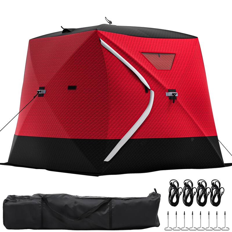 3-Layer Insulated Pop-up Canopy Portable Ice Shelter Ice Fishing Tent with 2 Doors and Carrying Bag