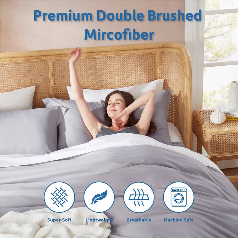 Nestl Ultra Soft Double Brushed Microfiber Duvet Cover Set with Button Closure