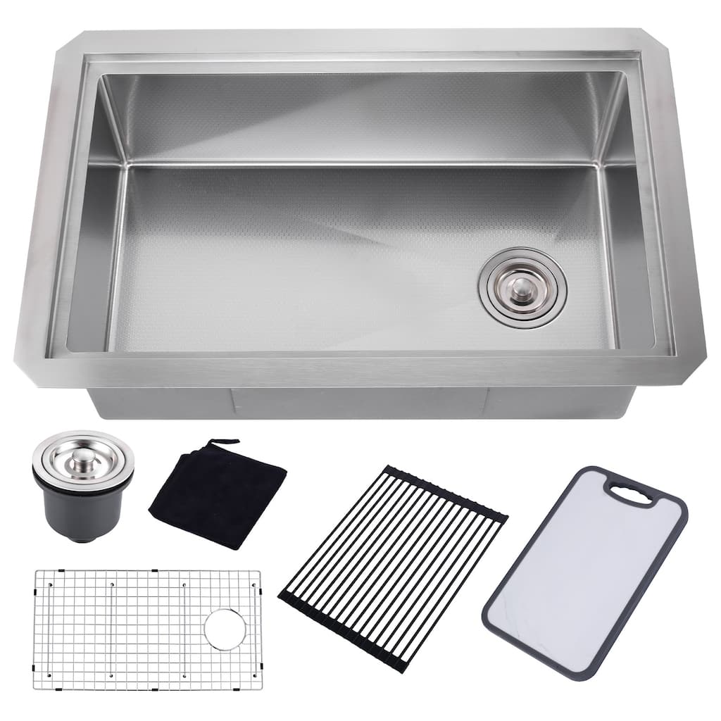 WOWOW Drop-in Single-Bowl Kitchen Sink with Honeycomb Design