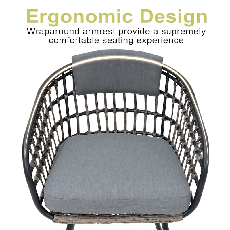 Outdoor Patio Dining Extendable Aluminum Table with Cushioned PE Rattan Chairs