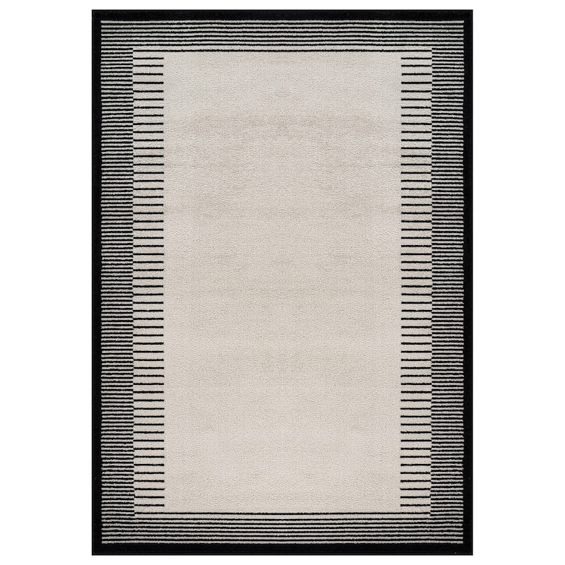 World Rug Gallery Modern Abstract Bordered Area Rug for Living Room, Bedroom, or Entryway - Low Pile Indoor Rug