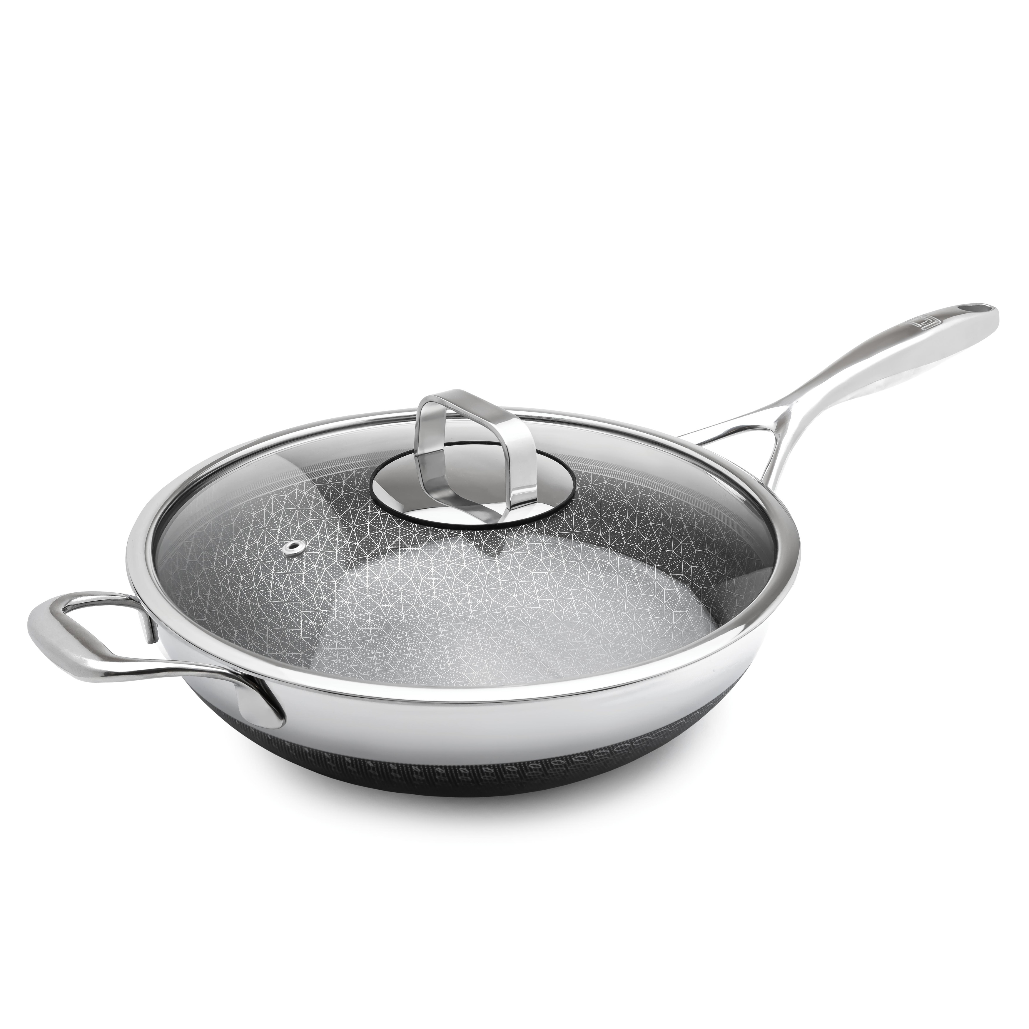 BERGNER 12 in. Stainless Steel Nonstick Stir Fry Pan with Lid