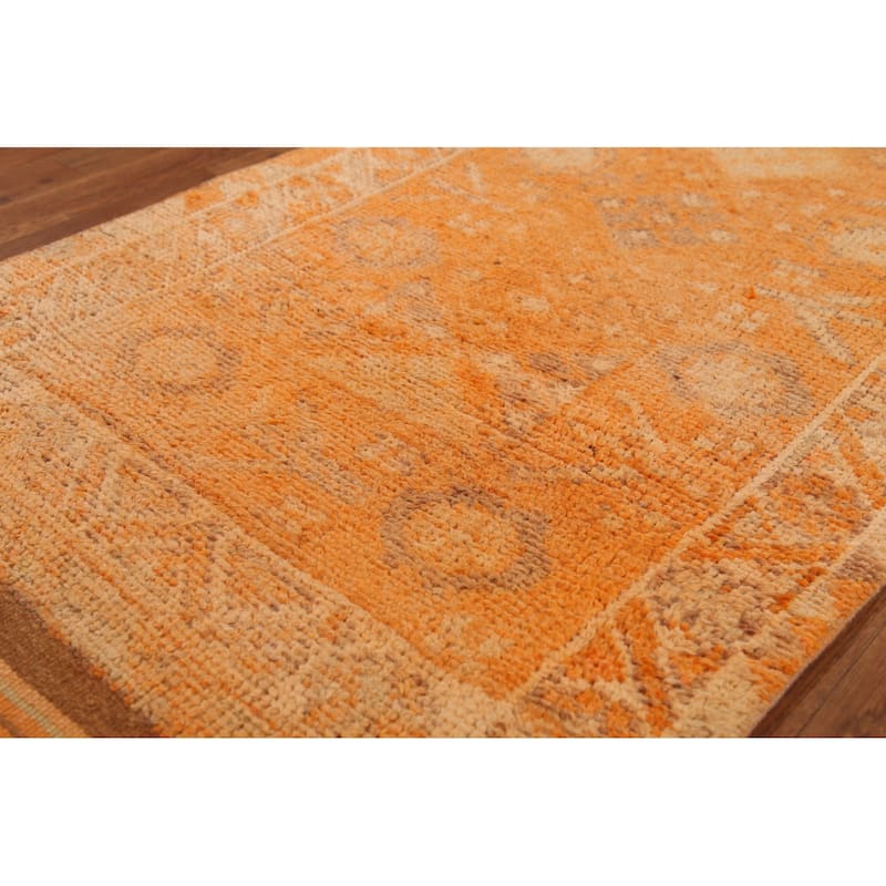 Orange Anatolian Oriental Vintage Runner Rug Handmade Wool Carpet - 2'10"x 12'3"