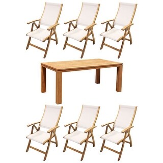Shop Courtyard Casual Heritage Teak 7 Piece 71 Rectangle Dining Table Set With 6 Sling Reclining Arm Chairs On Sale Overstock 31601230