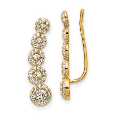 Curata 14k Cubic Zirconia Circles Polished Ear Climber Earrings ( 5.6x22mm)