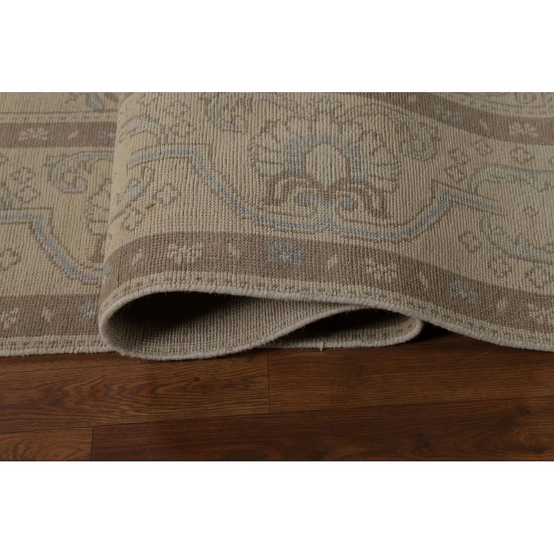 Floral Beige Tabriz Persian Area Rug Hand-Knotted Wool Carpet - 9'6"x 12'10"
