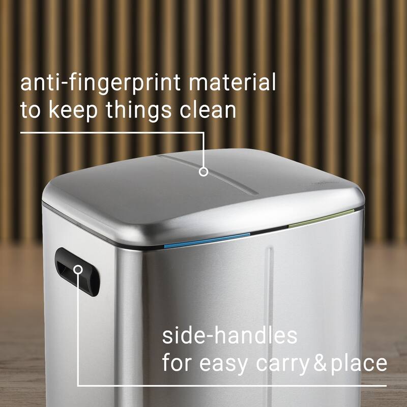 happimess 10.6-Gallon Double Bucket Trash Can with Soft Close Lid