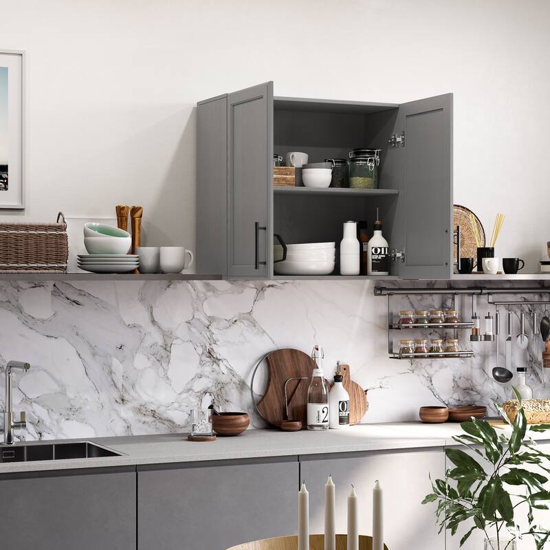 Shaker Style Wall Storage Cabinet with 2 Doors & Shelf