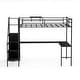 preview thumbnail 6 of 18, Full Size Metal Loft Bed with L-Shaped Desk, RGB LED Lighting, USB Charging Station, Wardrobe Cabinet, Drawers, Ladder