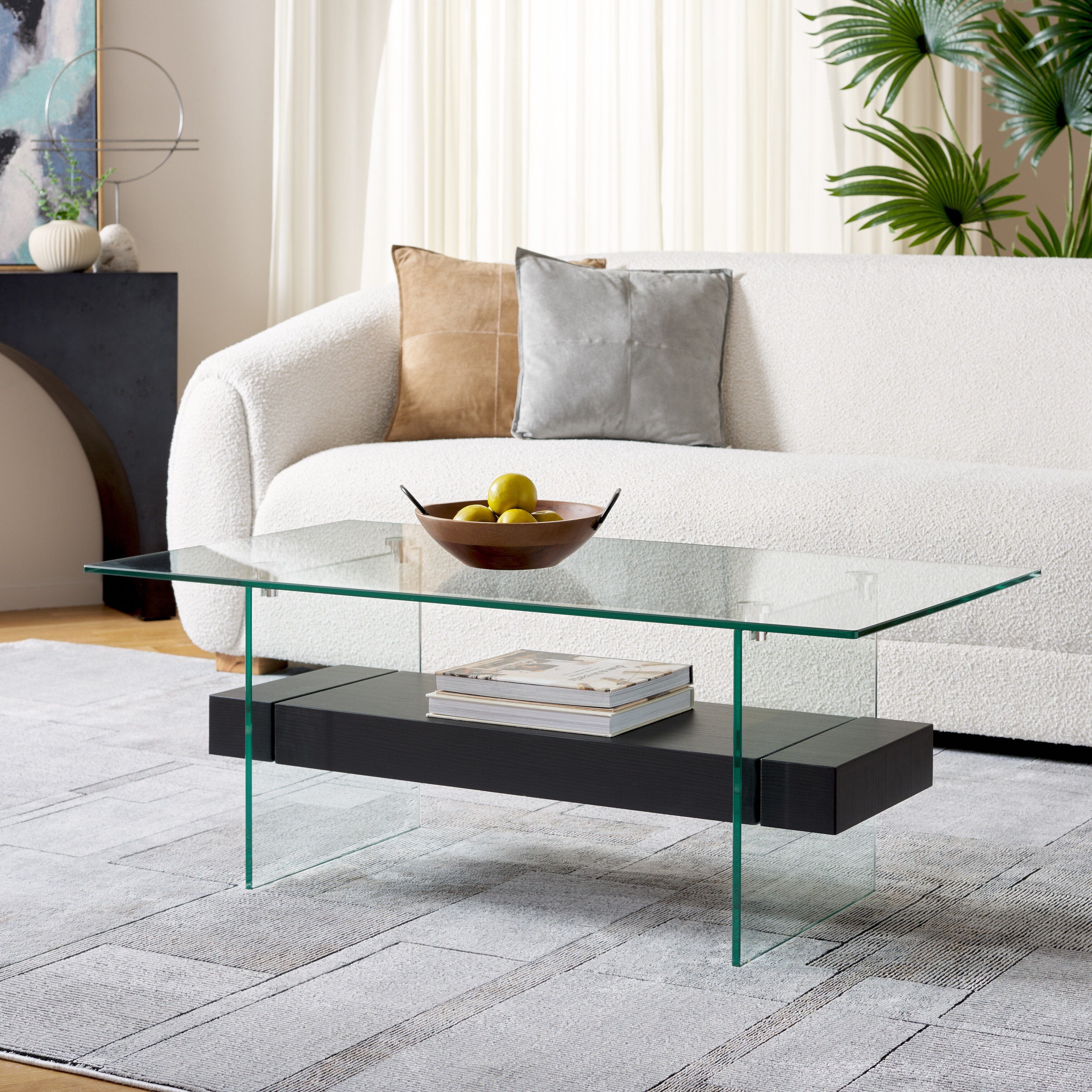 Safavieh kayley modern glass coffee table sales