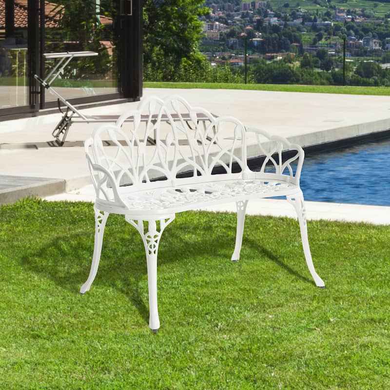 HOMEFUN Aluminum Outdoor Tulip Garden Bench