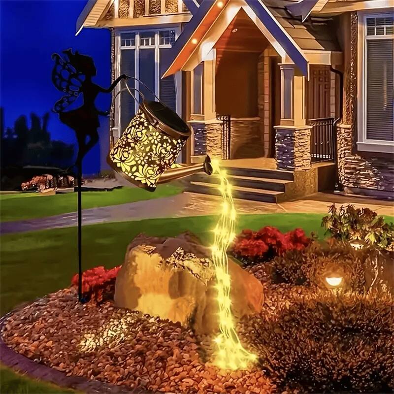 Warm light 2 PCS Fairy Garden Decor Light with Solar Watering Can