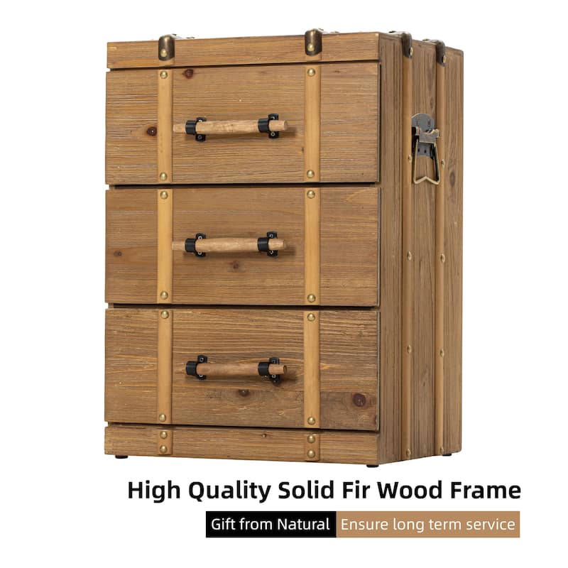 COZAYH Vintage Mid Century Nightstand, Distressed Solid Wood End Table for Living Room, Fully Assembled