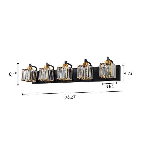 dimension image slide 3 of 6, Modern 3/4/5-lights Crystal Bathroom Light Fixtures