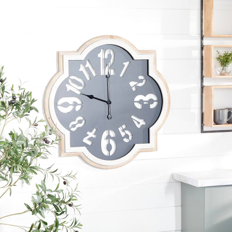Metal Quatrefoil Wall Clock - Black - Roche River Decor - 2"W x 32"L x 32"H