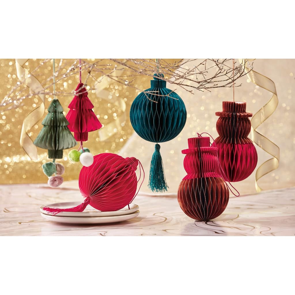 Paper Tree Pom Pom Green Multi Mini Christmas Xmas Holiday Tree Ornament For Home Decor Windowsills
