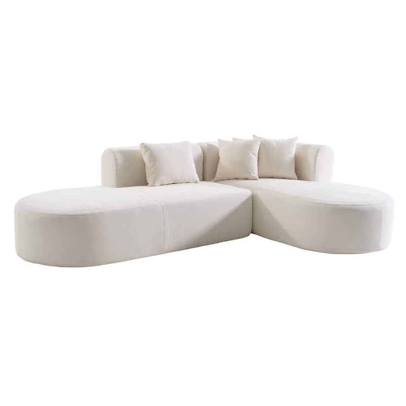 Modern 4-Seater Curved Sectional Sofa with 4 Plush Pillows for Living Room Bedroom