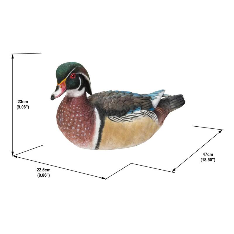 Sitting Wood Duck Outdoor Garden Statue - 18.5"