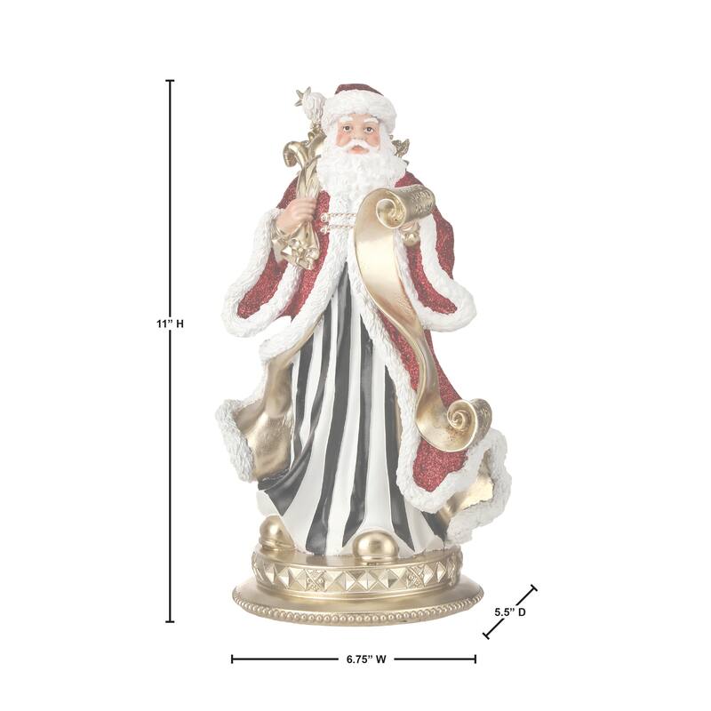 11" Resin Elegant Santa With Sack And List