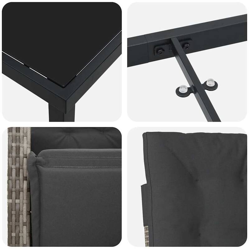 vidaXL Garden Dining Set with Cushion Poly Rattan