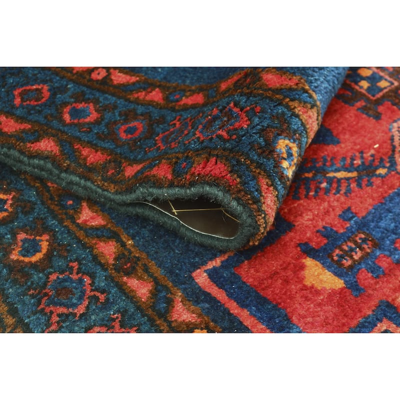 Fine Vintage Distressed Mirwais Navy/Red Runner - 3'3" x 10'1"