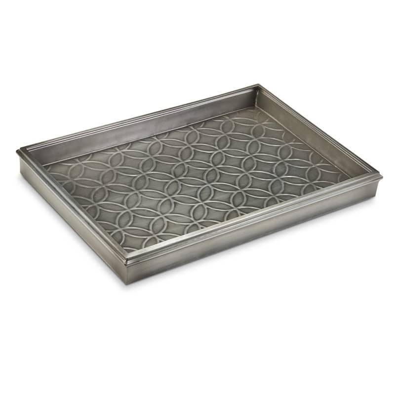 20" Double Circles Boot Tray for Boots, Shoes, Plants, Pet Bowls, and More, Dark Zinc, Gray Finish by Good Directions - Grey