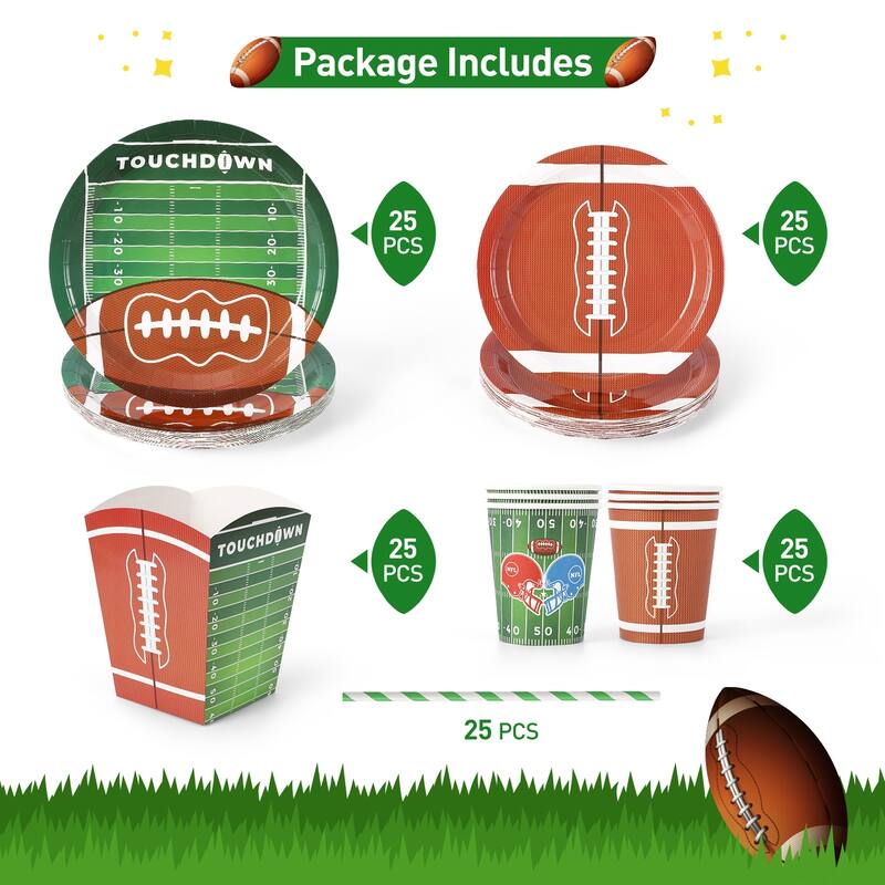 151 Pcs Football Party Tableware Set Serve 25