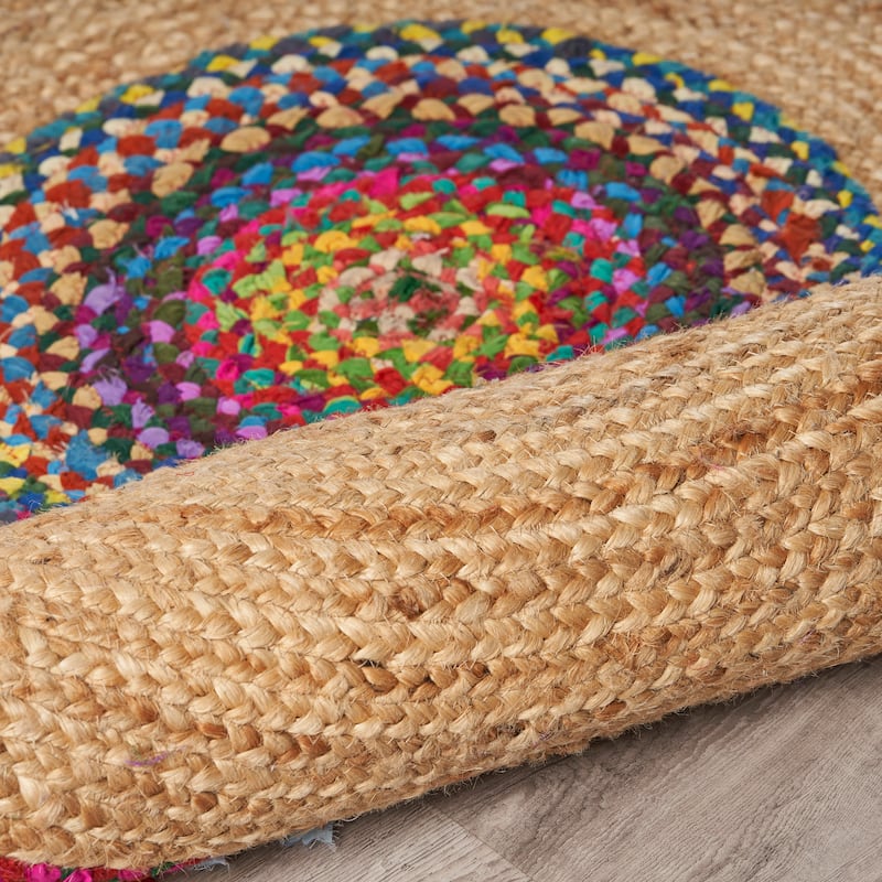 Sevita Hand-woven Jute/ Cotton Multi-colored Area Rug