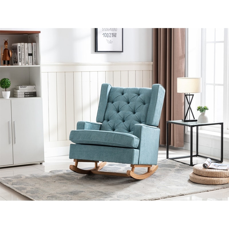 Nursery Rocking chair Mid century Modern rocking chair solid wood base oversized back armchair in living room Bed Bath Beyond 38163792