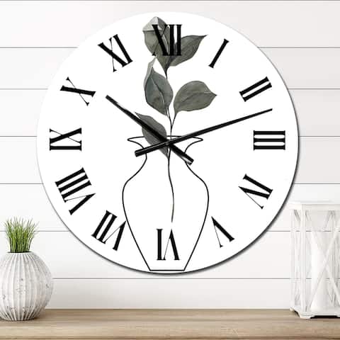 Designart 'Composition With Minimalistic Floral Bouquet I' Casual wall clock