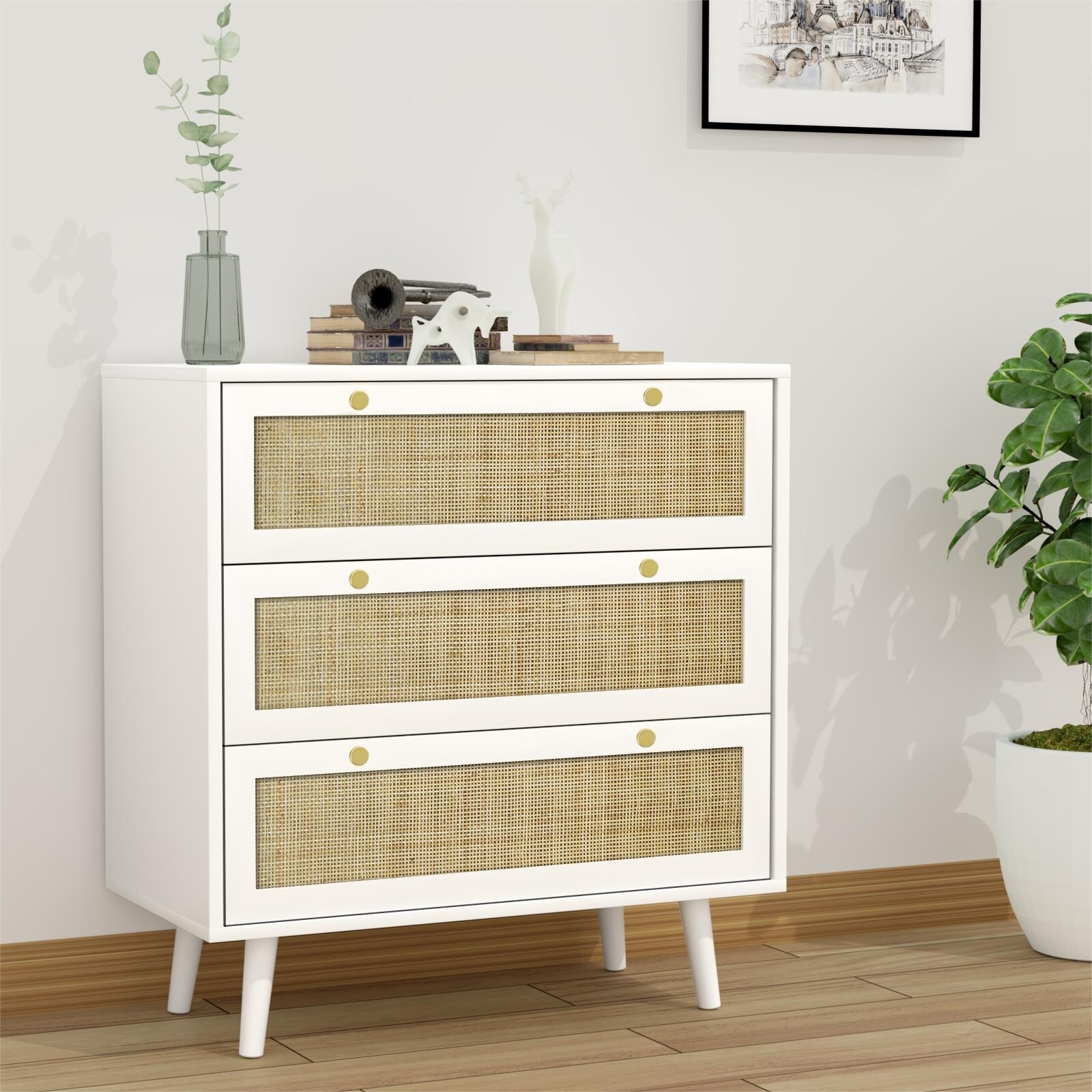 White dresser hot sale with wood legs