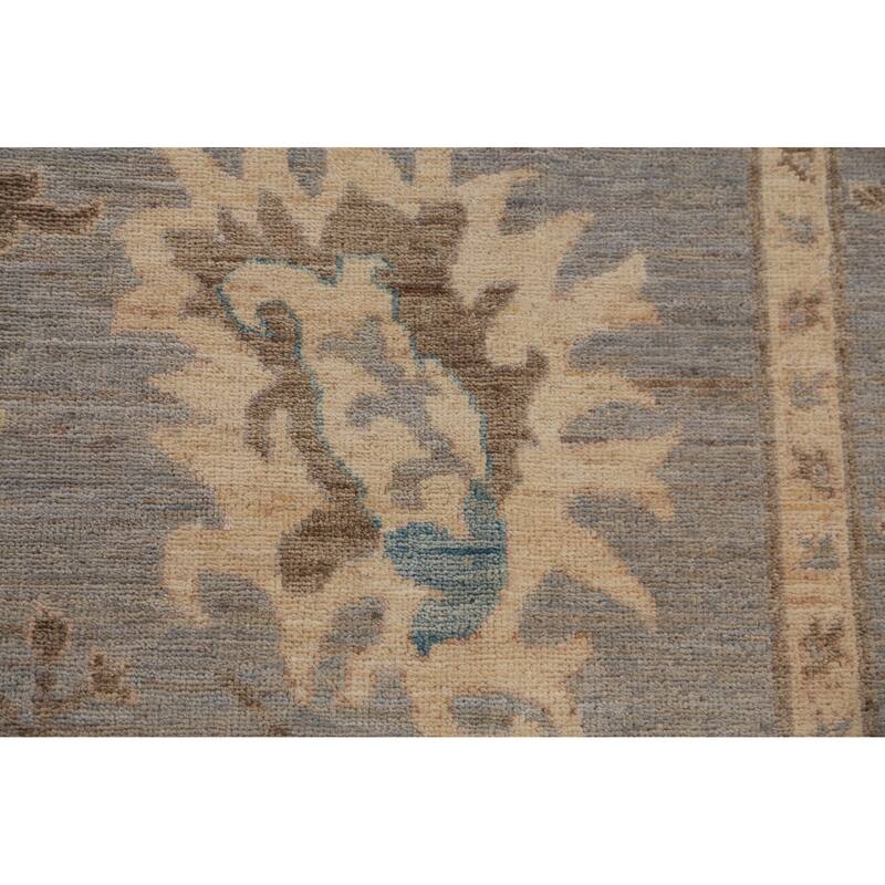 Hand Knotted Oriental 100% Wool Carpet Transitional All-Over Navy Blue & Blues Oushak Area Rug - 12' 2'' X 9' 3''