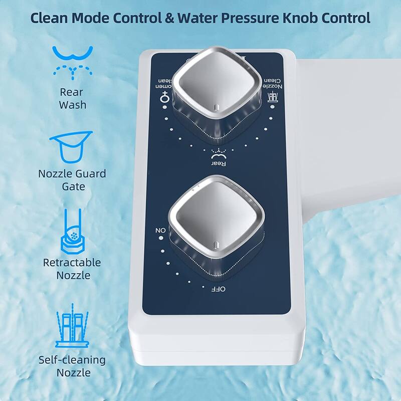Toilet Seat Bidet, Dual Self-Cleaning and Retractable Nozzle,Cold Water