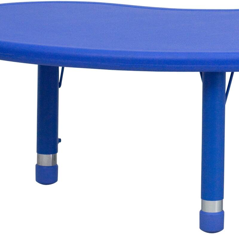 35"Wx65"L Half-Moon Plastic Adjustable Activity Table for 8 - 65"D x 35"W x 14.5" - 23.75"H